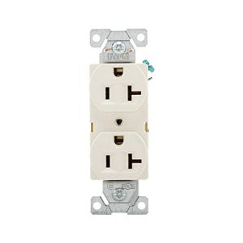 Main product image of Commercial Duplex Receptacle, #14-10 Awg 20A 125V, Back & Side, Light Almond, 5-20R, BR20LA