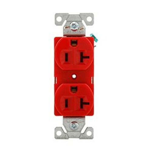 Main product image of Commercial Duplex Receptacle, #14-10 Awg 20A, 125V, Back & Side, Red, High-Impact Nylon, 5-20R, BR20RD