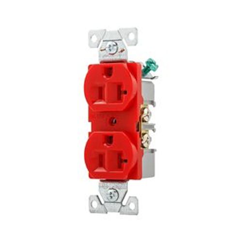 Main product image of Commercial Duplex Receptacle, #14-10 Awg 20A, 125V, Back & Side, Red, High-Impact Nylon, 5-20R, BR20RD