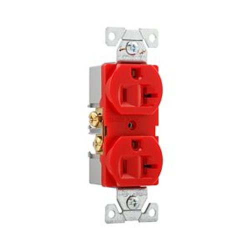 Main product image of Commercial Duplex Receptacle, #14-10 Awg 20A, 125V, Back & Side, Red, High-Impact Nylon, 5-20R, BR20RD