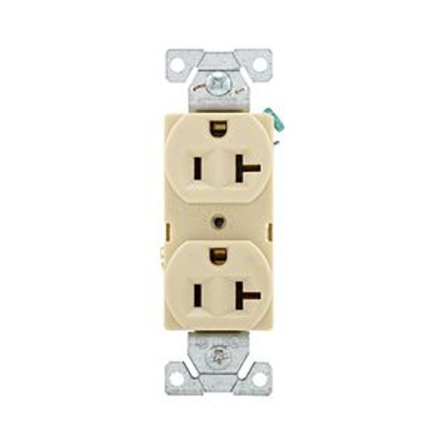 Main product image of Commercial Duplex Receptacle, #14-10 Awg 20A 125V, Back & Side, Ivory, High-Impact Nylon, 5-20R, BR20V