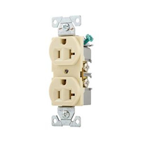 Main product image of Commercial Duplex Receptacle, #14-10 Awg 20A 125V, Back & Side, Ivory, High-Impact Nylon, 5-20R, BR20V