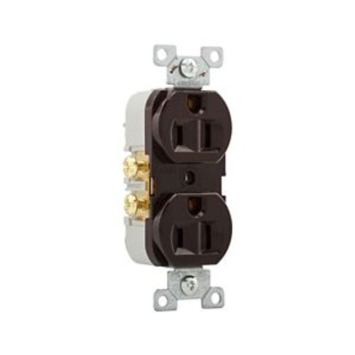 Main product image of Commercial Duplex Receptacle, #14-10 Awg 15A, 125V, SideWire, Brown, High-Impact Nylon, Pvc, CR15B