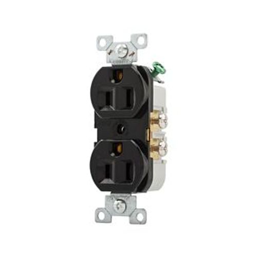 Main product image of Commercial Duplex Receptacle, #14-10 Awg 15A, 125V, SideWire, Black, High-Impact Nylon, Pvc, CR15BK