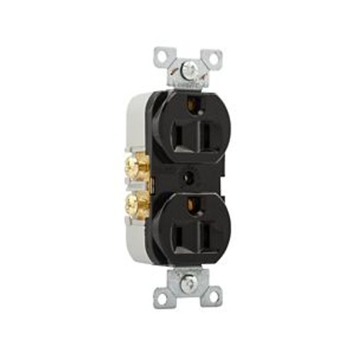 Main product image of Commercial Duplex Receptacle, #14-10 Awg 15A, 125V, SideWire, Black, High-Impact Nylon, Pvc, CR15BK