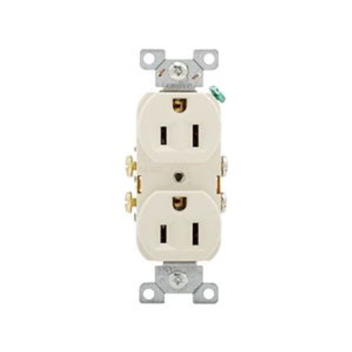 Main product image of Commercial Duplex Receptacle, #14-10 Awg 15A 125V, SideWire, Light Almond, High-Impact Nylon, CR15LA