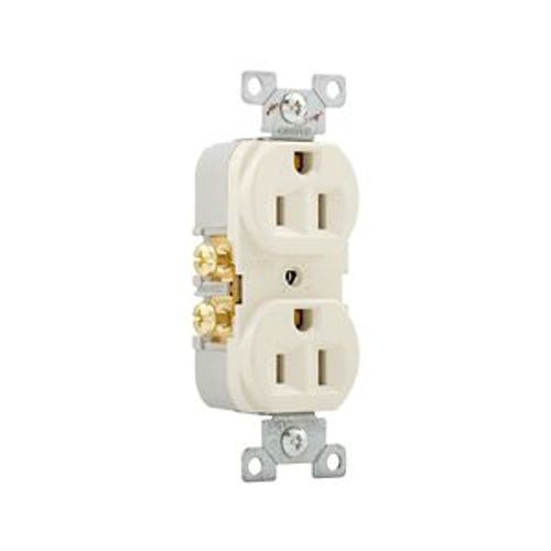 Main product image of Commercial Duplex Receptacle, #14-10 Awg 15A 125V, SideWire, Light Almond, High-Impact Nylon, CR15LA
