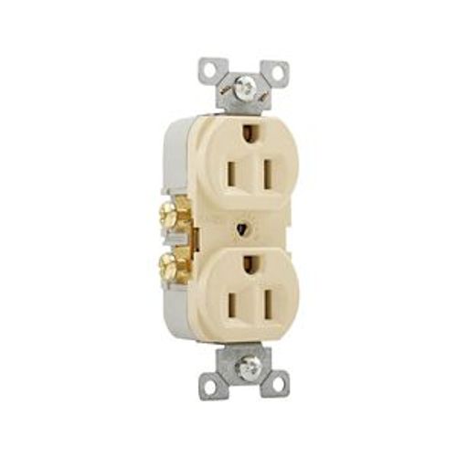 Main product image of Commercial Duplex Receptacle, #14-10 Awg 15A, 125V, SideWire, Ivory, High-Impact Nylon, Pvc, CR15V