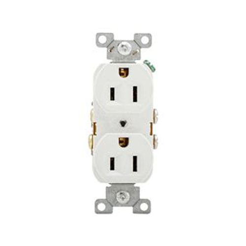 Main product image of Commercial Duplex Receptacle, #14-10 Awg 15A, 125V, SideWire, White, High-Impact Nylon, Pvc, CR15W
