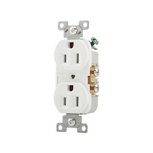 Main product image of Commercial Duplex Receptacle, #14-10 Awg 15A, 125V, SideWire, White, High-Impact Nylon, Pvc, CR15W