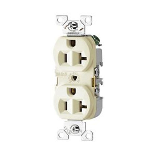 Main product image of Commercial Duplex Receptacle, #14-10 Awg 20A, 125V, SideWire, Almond, High-Impact Nylon, Pvc, CR20A