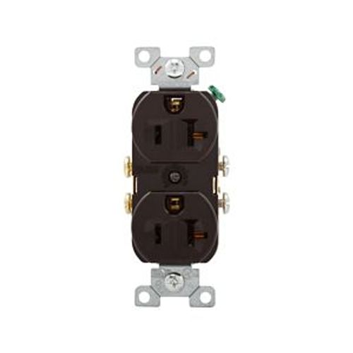Main product image of Commercial Duplex Receptacle, #14-10 Awg 20A, 125V, SideWire, Brown, High-Impact Nylon, CR20B