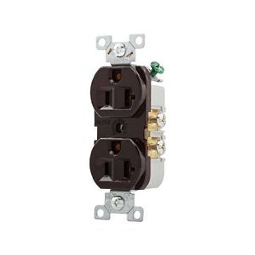 Main product image of Commercial Duplex Receptacle, #14-10 Awg 20A, 125V, SideWire, Brown, High-Impact Nylon, CR20B