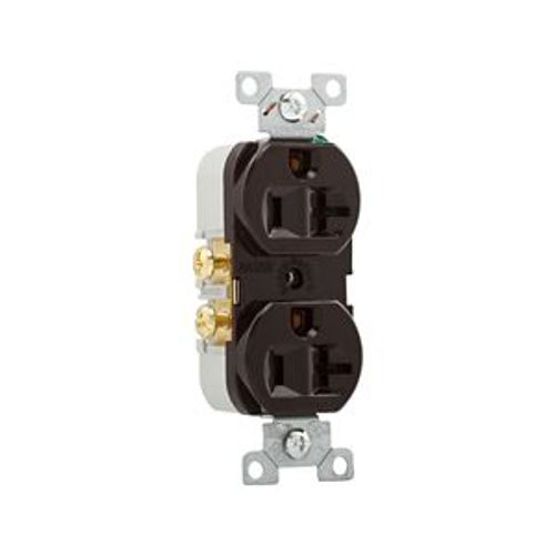Main product image of Commercial Duplex Receptacle, #14-10 Awg 20A, 125V, SideWire, Brown, High-Impact Nylon, CR20B