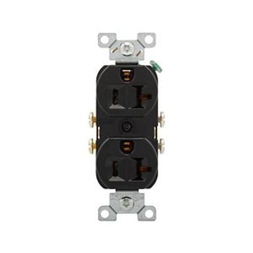 Main product image of Commercial Duplex Receptacle, #14-10 Awg 20A, 125V, SideWire, Black, High-Impact Nylon, CR20BK