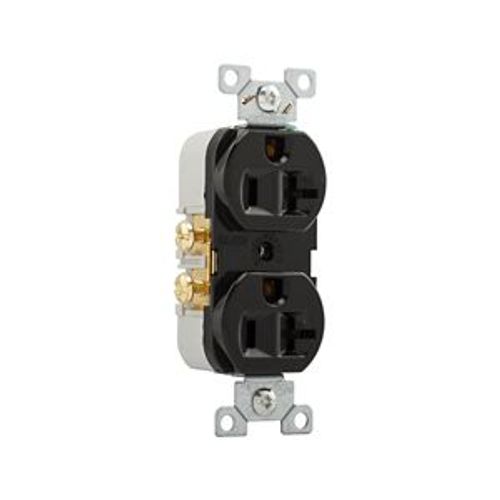 Main product image of Commercial Duplex Receptacle, #14-10 Awg 20A, 125V, SideWire, Black, High-Impact Nylon, CR20BK