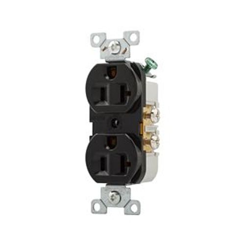 Main product image of Commercial Duplex Receptacle, #14-10 Awg 20A, 125V, SideWire, Black, High-Impact Nylon, CR20BK