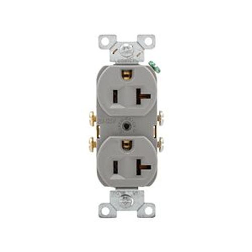 Main product image of Commercial Duplex Receptacle, #14-10 Awg 20A, 125V, SideWire, Gray, High-Impact Nylon, 5-20R, CR20GY
