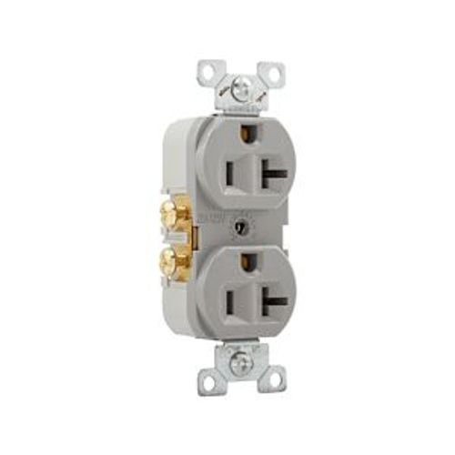 Main product image of Commercial Duplex Receptacle, #14-10 Awg 20A, 125V, SideWire, Gray, High-Impact Nylon, 5-20R, CR20GY