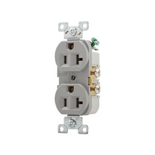 Main product image of Commercial Duplex Receptacle, #14-10 Awg 20A, 125V, SideWire, Gray, High-Impact Nylon, 5-20R, CR20GY