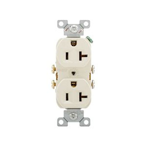 Main product image of Commercial Duplex Receptacle, #14-10 Awg 20A 125V, SideWire, Light Almond, High-Impact Nylon, CR20LA