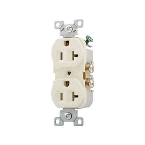 Main product image of Commercial Duplex Receptacle, #14-10 Awg 20A 125V, SideWire, Light Almond, High-Impact Nylon, CR20LA