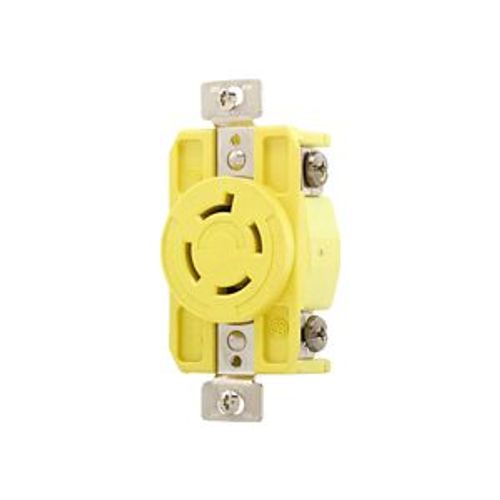 Main product image of Corrosion Resistant Locking Receptacle, #14-10 Awg, 20A, 250V, Yellow, L15-20 3-Pole 4-Wire, CRL1520R