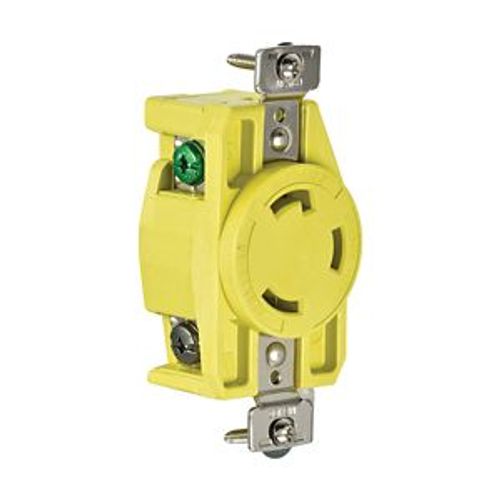 Main product image of Corrosion Resistant Locking Receptacle, #14-10 Awg, 30A, 125V, Yellow, L5-30, 2-Pole 3-Wire, CRL530R