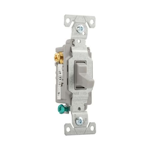 Main product image of Commercial Grade Toggle Switch, #14-10 Awg, 15A, 120/277V, Side Wire, Screw, Gray, 3-Way, CS315GY