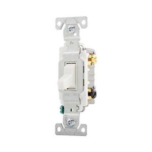 Main product image of Commercial Grade Toggle Switch, #14-10 Awg, 20A, 120/277V, Side Wire, Screw, White, 3-Way, CS320W
