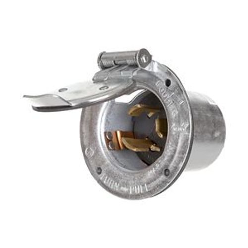 Main product image of Locking Flanged Inlet w/ Lid, #10-6Awg, 50A, 125V, Steel, 2-Pole, 3-Wire, CS6378