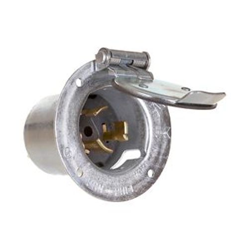 Main product image of Locking Flanged Inlet w/ Lid, #10-6Awg, 50A, 125V, Steel, 2-Pole, 3-Wire, CS6378