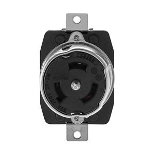 Main product image of Locking Receptacle, #10-6Awg, 50A, 250V, Back Wiring, Black, Single, 2-Pole, 3-Wire, Steel, CS8269