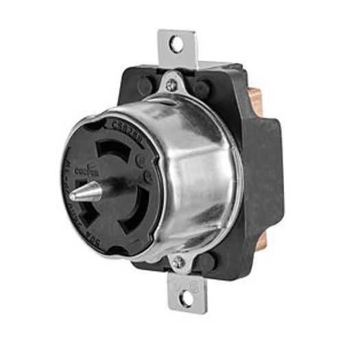 Main product image of Locking Receptacle, #10-6Awg, 50A, 250V, Back Wiring, Black, Single, 2-Pole, 3-Wire, Steel, CS8269