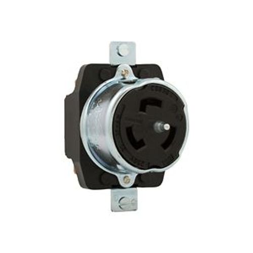 Main product image of Locking Receptacle, #10-6Awg, 50A, 250V, Back Wiring, Black, Single, 3-Pole, 4-Wire, Steel, CS8369