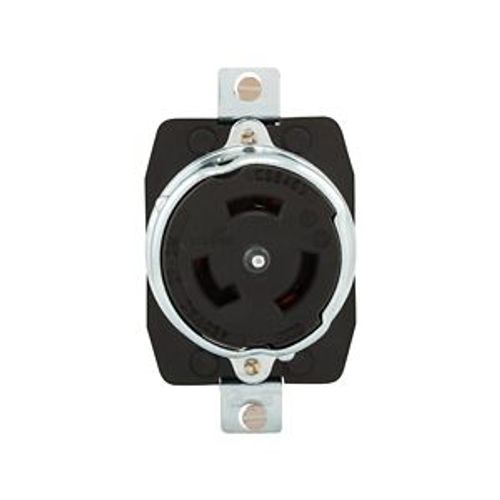 Main product image of Locking Receptacle, #10-6Awg, 50A, 480V, Back Wiring, Black, Single, 2-Pole, 3-Wire, Steel, CS8469