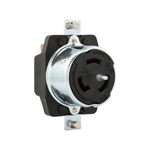 Main product image of Locking Receptacle, #10-6Awg, 50A, 480V, Back Wiring, Black, Single, 2-Pole, 3-Wire, Steel, CS8469