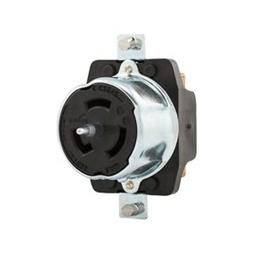 Main product image of Locking Receptacle, #10-6Awg, 50A, 480V, Back Wiring, Black, Single, 2-Pole, 3-Wire, Steel, CS8469