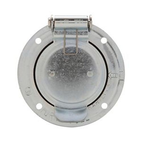 Main product image of Locking Flanged Inlet w/ Lid, #10-6Awg, 50A, 480V, Back Wiring, Steel, 3-Pole, 4-Wire, Steel, CS8477