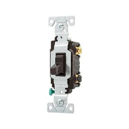 Main product image of Commercial Grade Toggle Switch, #14-10 Awg, 15A, 120/277V, Back & Side Wire, Screw, Brown, 3-Way, CSB315B