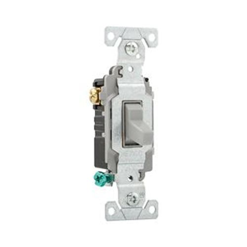 Main product image of Commercial Grade Toggle Switch, #14-10 Awg, 15A, 120/277V, Back & Side, Screw, Gray, 3-Way, CSB315GY