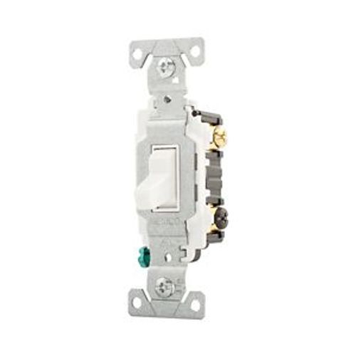 Main product image of Commercial Grade Toggle Switch, #14-10 Awg, 15A, 120/277V, Back & Side, Screw, White, 3-Way, CSB315W