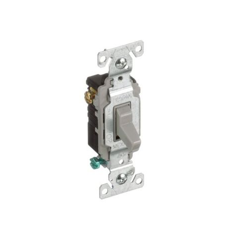 Main product image of Commercial Grade Toggle Switch, #14-10 Awg, 20A, 120/277V, Back & Side, Screw, Gray, 3-Way, CSB320GY