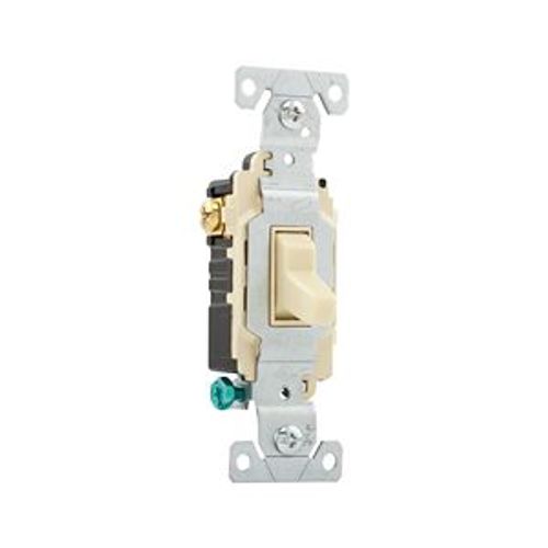 Main product image of Commercial Grade Toggle Switch, #14-10 Awg, 20A, 120/277V, Back & Side, Screw, Ivory, 3-Way, CSB320V