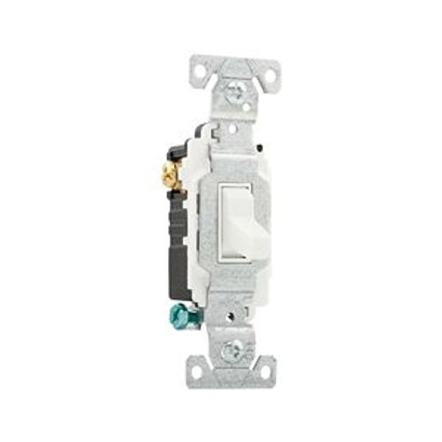 Main product image of Commercial Grade Toggle Switch, #14-10 Awg, 20A, 120/277V, Back & Side, Screw, White, 3-Way, CSB320W