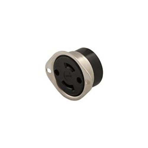 Main product image of Safety Grip Locking Flanged Outlet, #14-8 Awg, 15A, 125V, L1-15, 2-Pole, 2-Wire, Plated Brass, CWL115FO