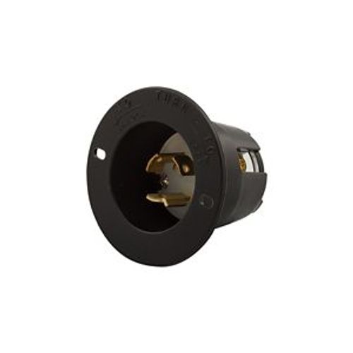 Main product image of Safety Grip Locking Flanged Inlet, #14-8 Awg, 15A, 250V, Black, L6-15, 2-Pole 3-Wire, CWL615FI