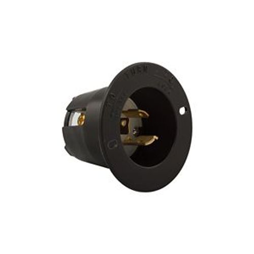 Main product image of Safety Grip Locking Flanged Inlet, #14-8 Awg, 15A, 250V, Black, L6-15, 2-Pole 3-Wire, CWL615FI