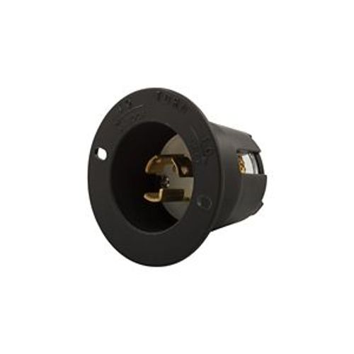 Main product image of Safety Grip Locking Flanged Inlet, #14-10 Awg, 15A, 277V, Black, L7-15, 2-Pole 3-Wire, CWL715FI