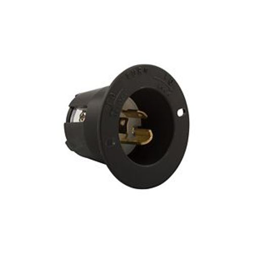 Main product image of Safety Grip Locking Flanged Inlet, #14-10 Awg, 15A, 277V, Black, L7-15, 2-Pole 3-Wire, CWL715FI
